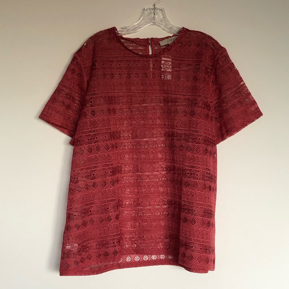 Loft rose colored lace blouse